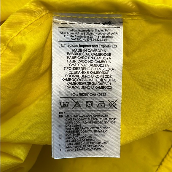 ADIDAS ORIGINALS Windbreaker Jacket Neon Yellow, Size L - Picture 15 of 16